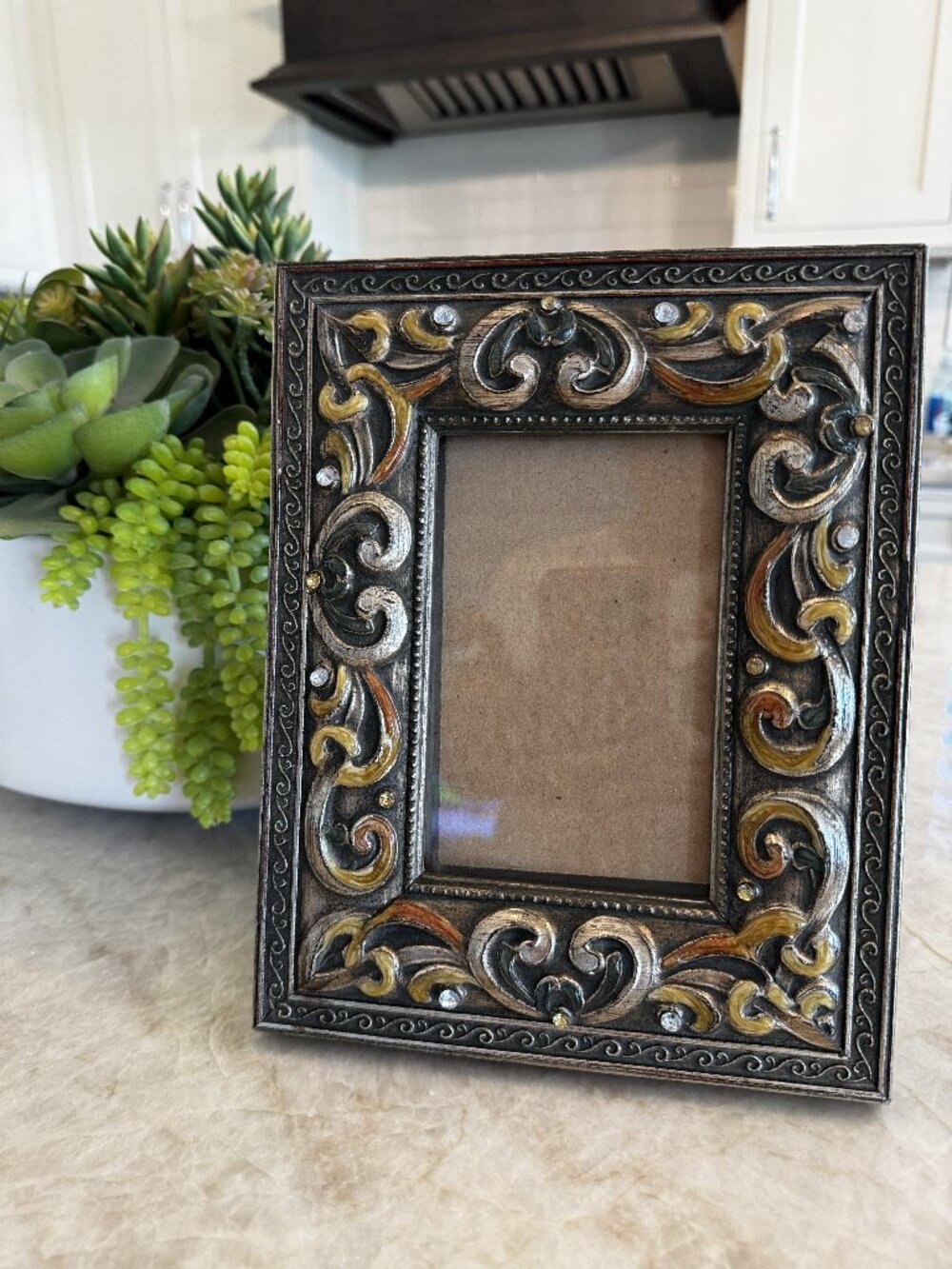 Dillard's Brown & Gold faux Bedazzled 7 1/2" X 9 1/2" Picture Frame